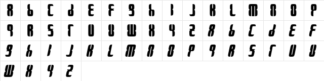 Kewken Regular  glyph index