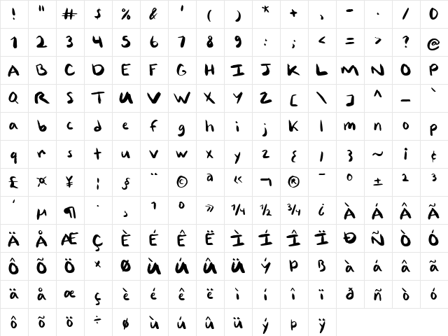 Great Answer Regular  glyph index