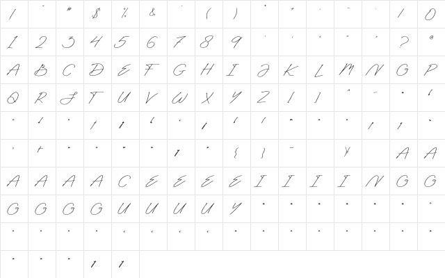 Antica Signature Regular  glyph index