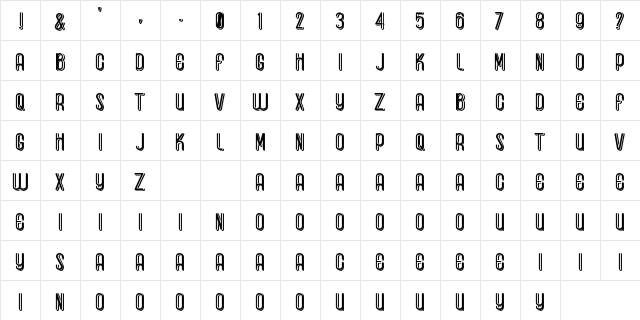 Baseboy Greak Regular  glyph index