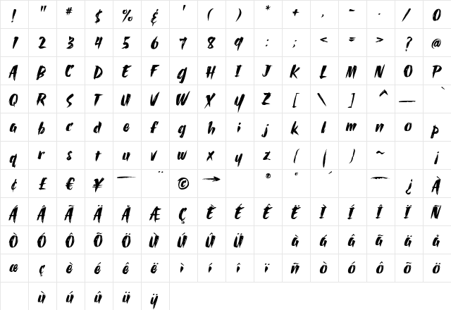OWO Banshee Bold Regular  glyph index