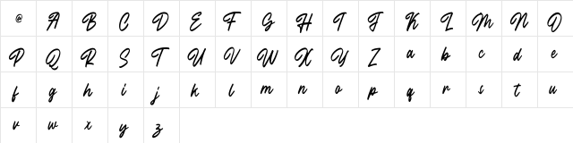 Outlander Demo Regular  glyph index