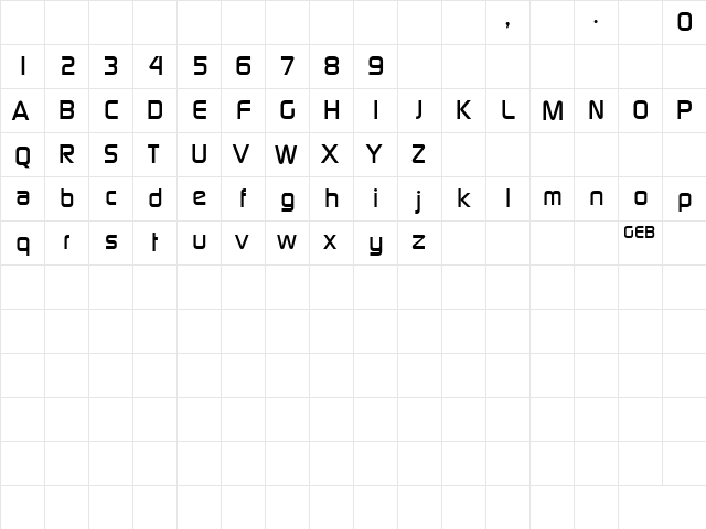 TQF_PCMedium Regular  glyph index