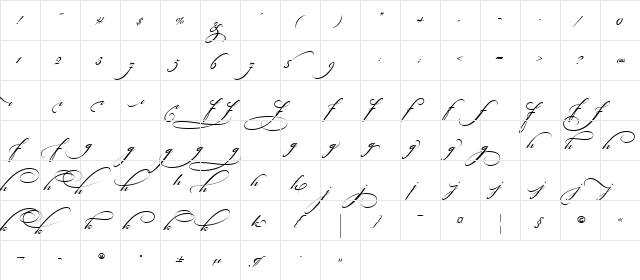 Bickham Script Alt Two Regular  glyph index