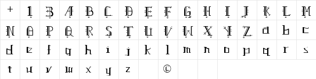 Uptown Regular  glyph index