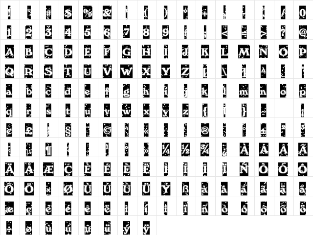 WinterNight DB Normal  glyph index