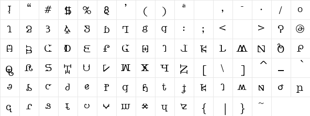 Neeth Smart Regular  glyph index