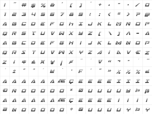 Trans-America Gradient Italic Italic  glyph index