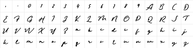 Hemisphers Script Regular  glyph index