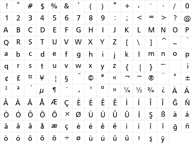 00499 Regular  glyph index