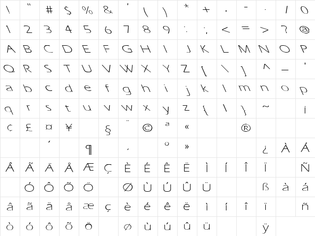 Eras-Light-Light Lefty Wide Regular  glyph index