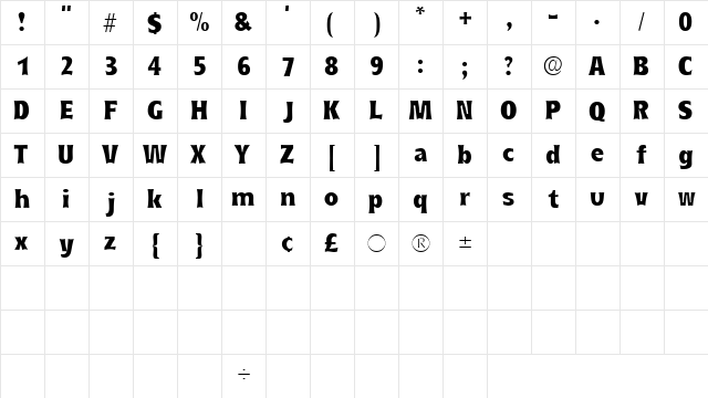 EleutheriaSSK Regular  glyph index