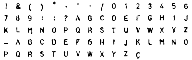 Liquid Stencil trial  glyph index
