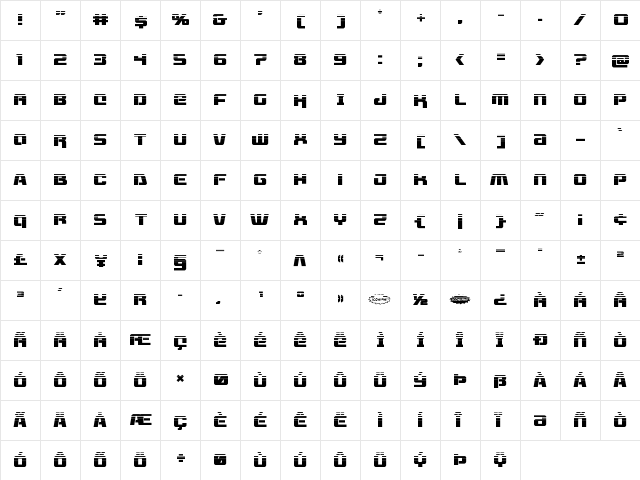 Livewired Halftone Regular  glyph index