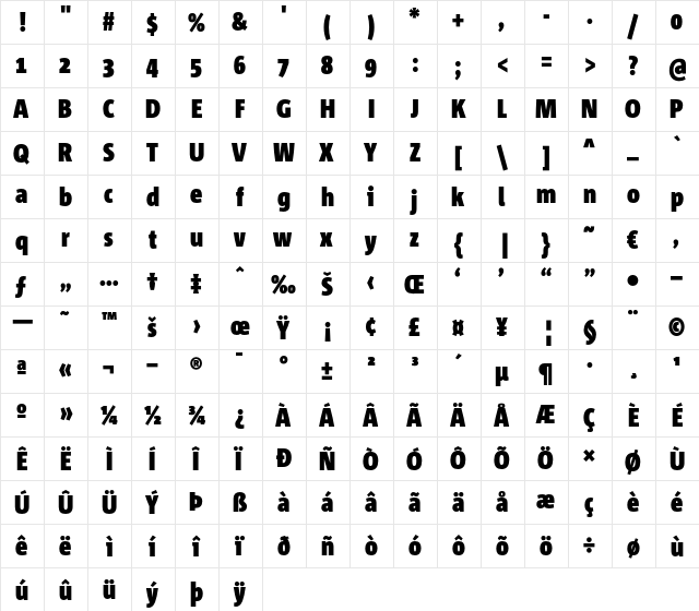 Corpid Cd Black  glyph index