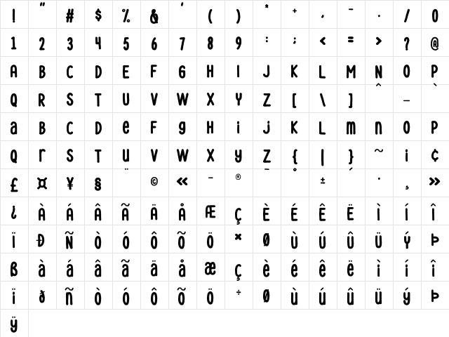 Le Havre City Bold Havre-City-Bold  glyph index