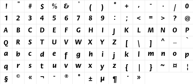 FloraC Bold  glyph index