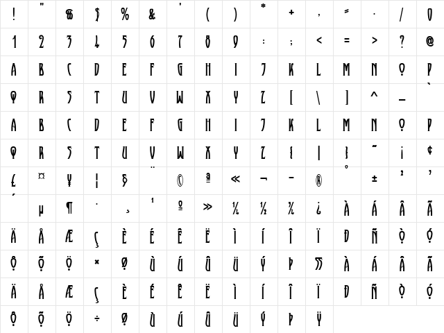XAyax Regular  glyph index