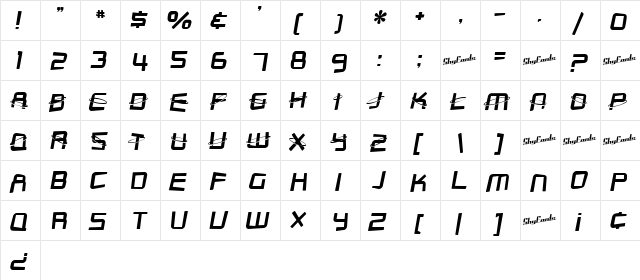 SF Outer Limits Distorted Regular  glyph index