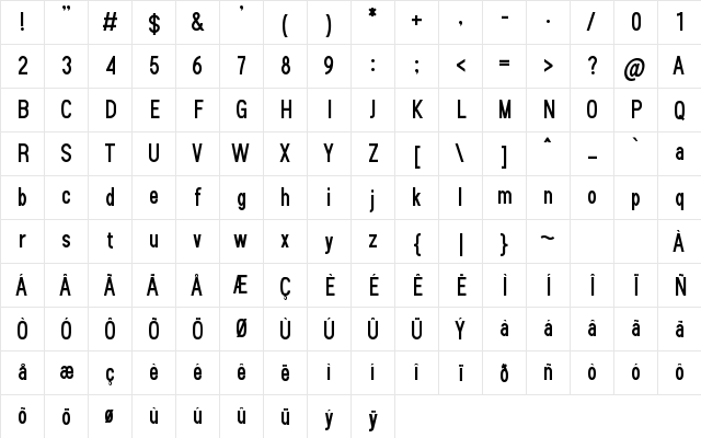 Sanlulus Bold  glyph index