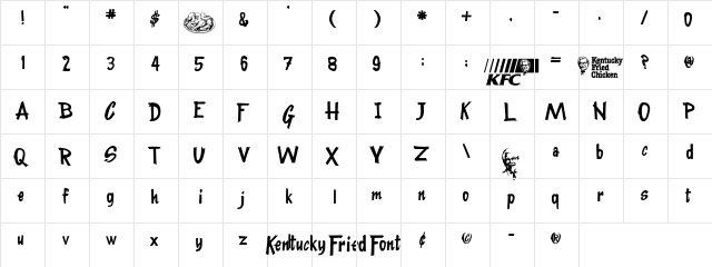 KentuckyFriedFont Regular  glyph index
