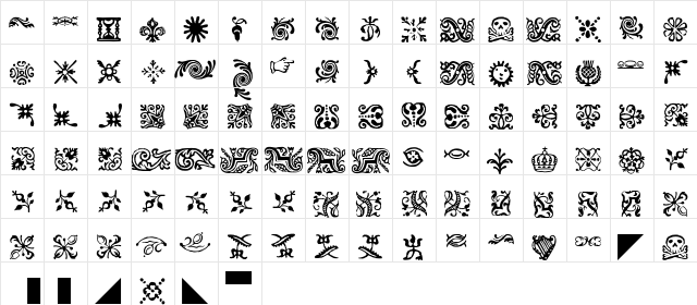 FCaslonOrnamentsITC Medium  glyph index