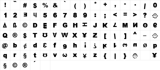 13_Fletcher Regular  glyph index