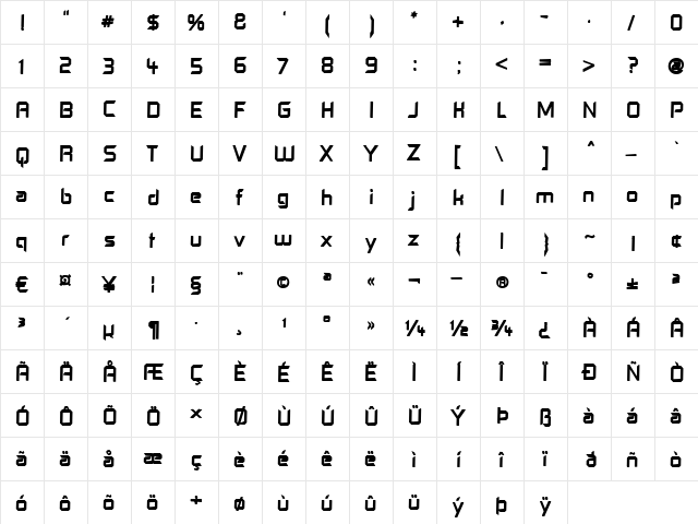 Control Freak Upset Regular  glyph index