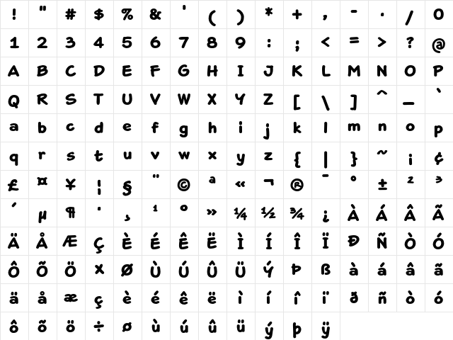 DraftsmanCasual6B Regular  glyph index