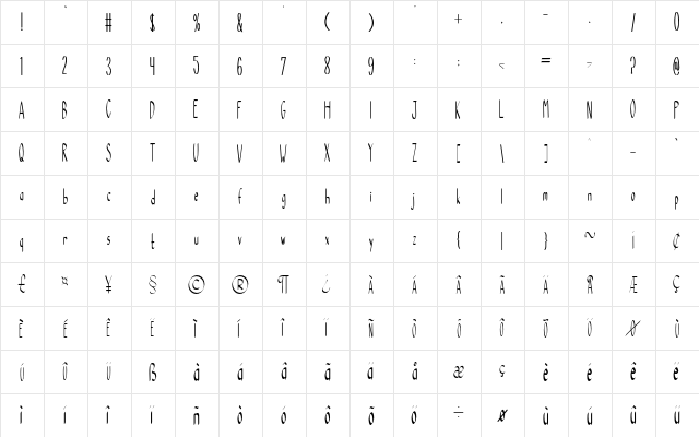 Be Natural Regular  glyph index