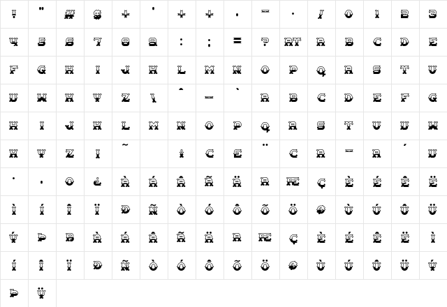 Carnival Centenary Pattern Regular  glyph index