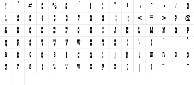 CARMENA Regular  glyph index