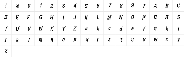 WILD2 Ghixm NC Italic  glyph index