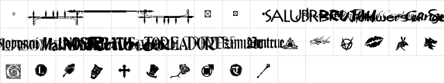 WWVampire Dingbats Regular  glyph index