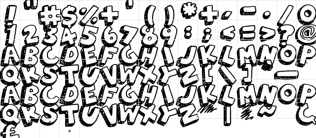 3D Hand Drawns Regular  glyph index