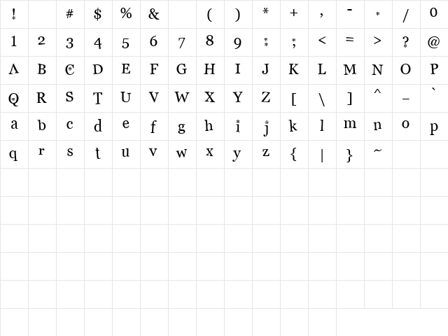CK Twilight Regular  glyph index