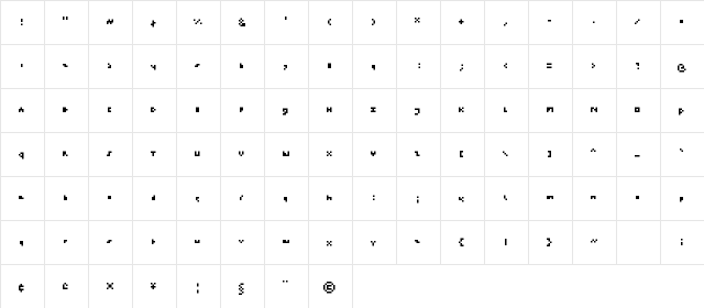 pearfont Medium  glyph index