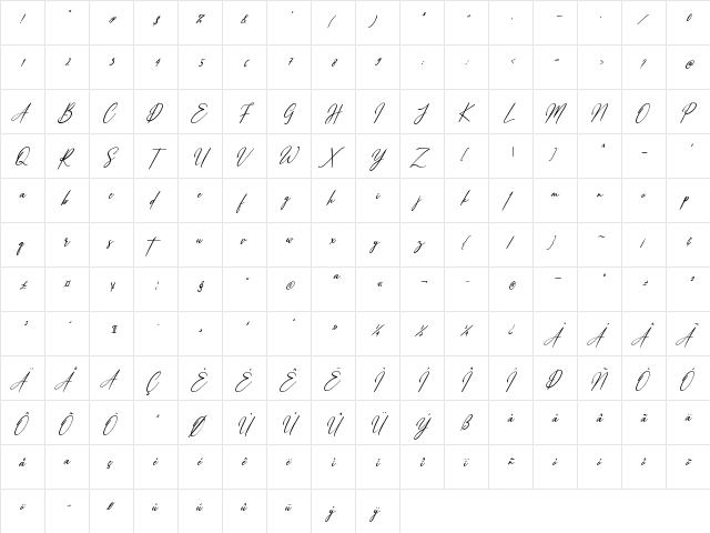 White Systemattic Italic Regular  glyph index