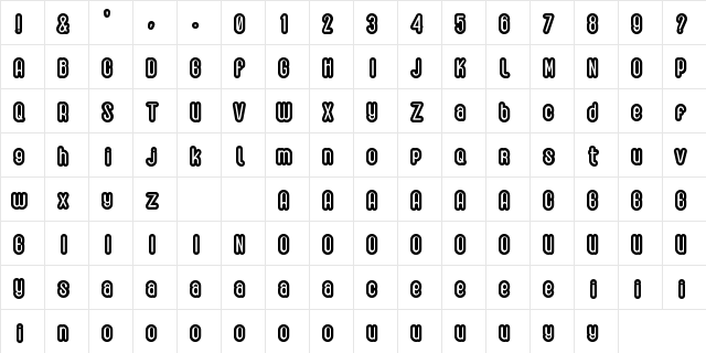 Gadrey Shadow Regular  glyph index