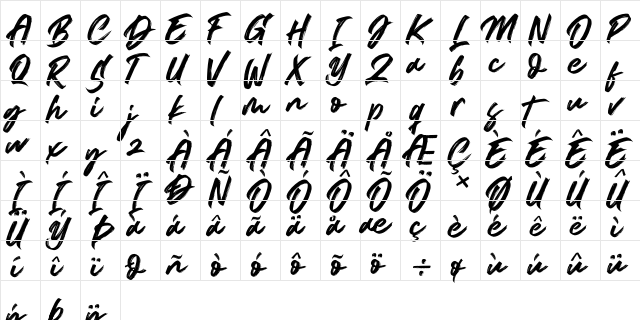 Rightside Regular  glyph index