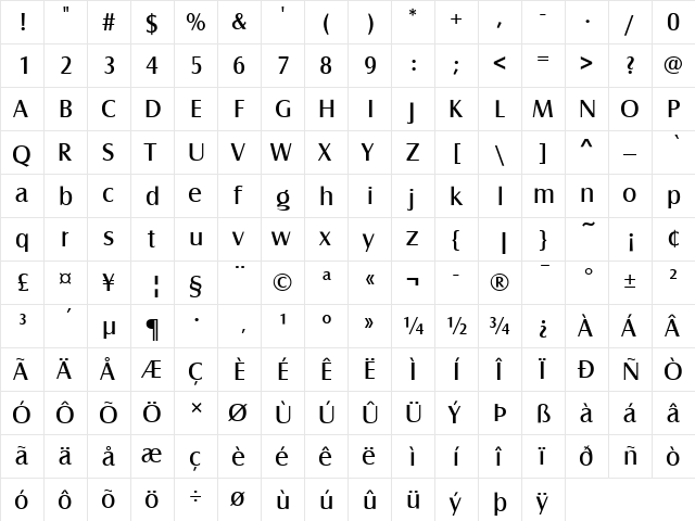 Castle T Book  glyph index