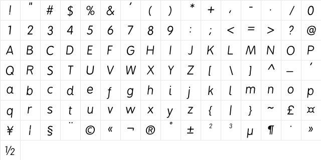 BPreplay Italic  glyph index