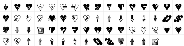 Hearts n Arrows Normal  glyph index