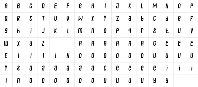 Qalin Demo Italic  glyph index