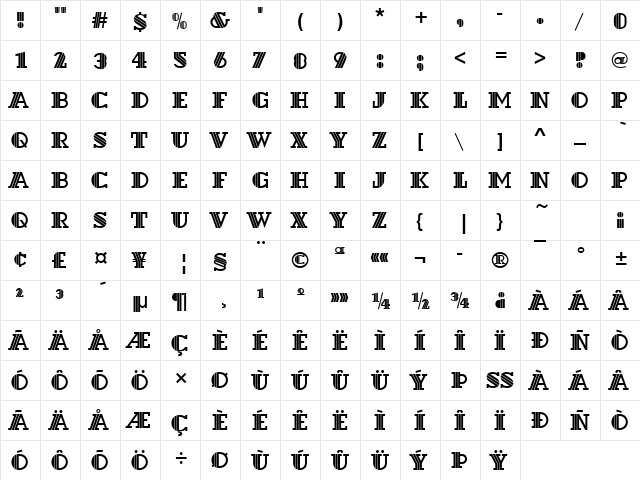 DextorD Regular  glyph index