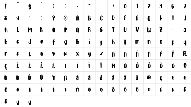 DK Entourage Regular  glyph index