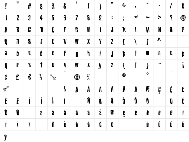 Beat Street Regular  glyph index