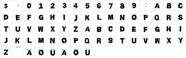 WoodCutted Regular  glyph index