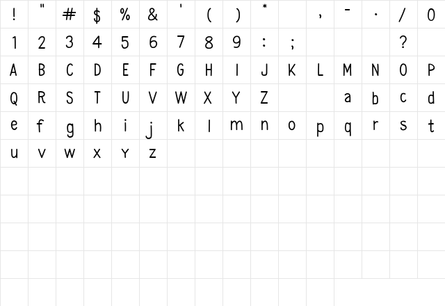 CF Second Son PERSONAL Regular  glyph index