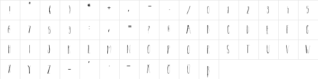 Brickle Bold  glyph index